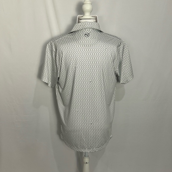 Puma Men's White Polo with Teal Collar Accents - Picture 7 of 12